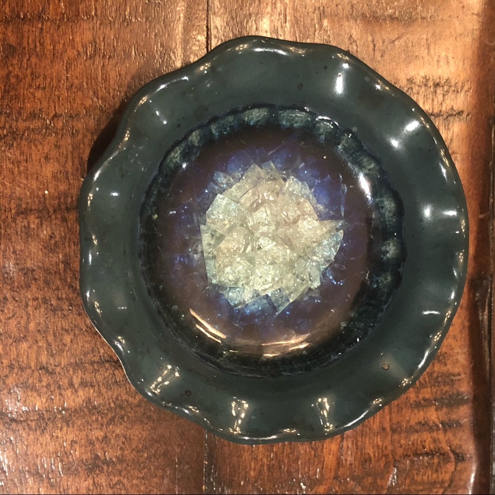 Small handmade ring pottery dish